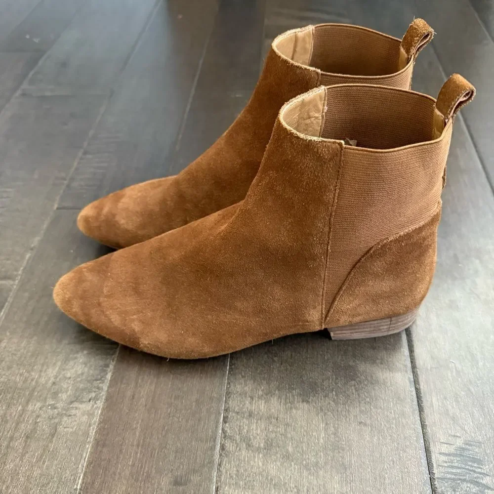 Lucky Brand Gleldo Leather Suede Ankle Boots Booties 9 Brown